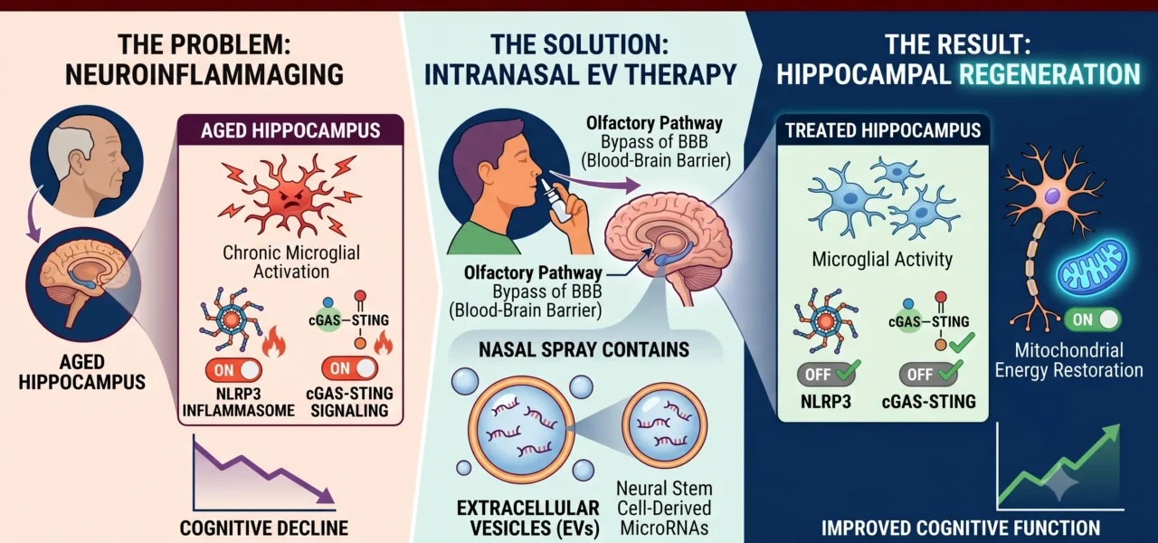 New research found that the chronic brain inflammation responsible for memory decline can be reversed with two doses of a nasal spray derived from human neural stem cells