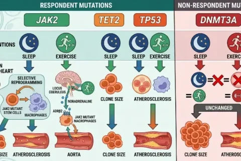 Scientists found that sleep and exercise can suppress a blood mutation carried by up to half of people over 80, but only if you have the right gene mutated